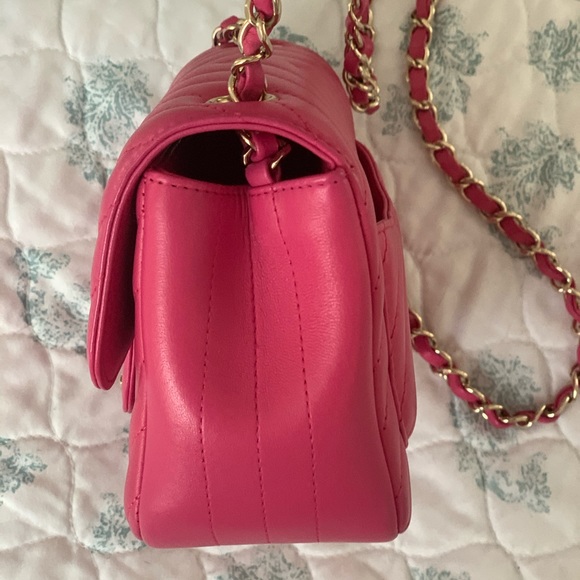 SOLD 😊 Chanel Square Mini Bag - Dark Pink 💕 - Picture 8 of 12